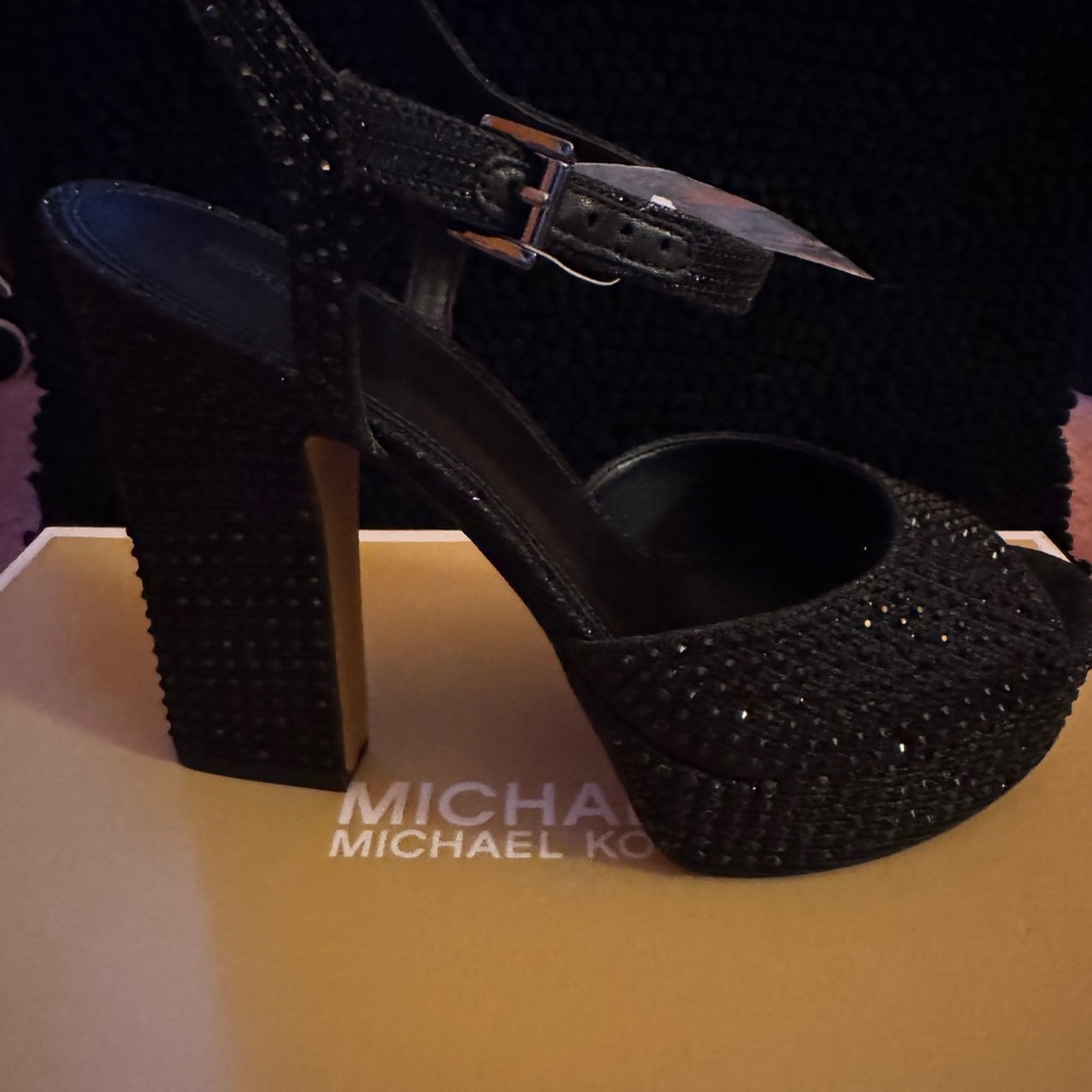 Michael Kors Black Embellished Platform Heels